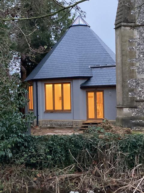 EXterior with illuminated windows