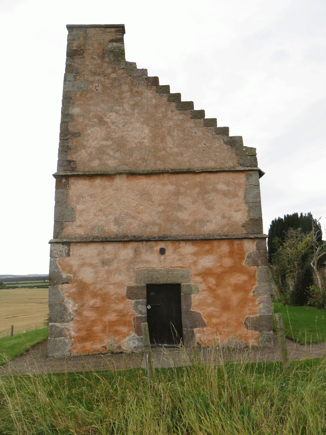 Elevation of the orange doocot prior to reharling works.