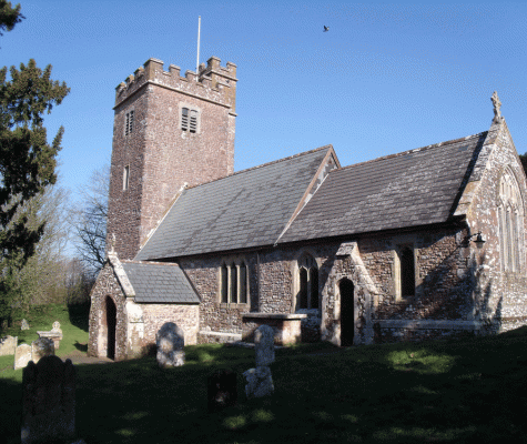 Exterior of ancient church in sunshine