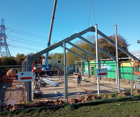 Steelwork frame of the new building
