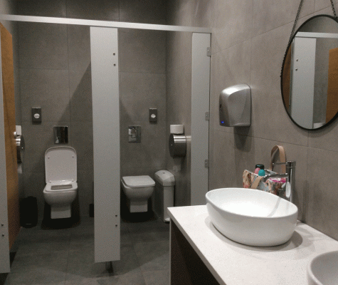 New female toilet cubicles and sinks