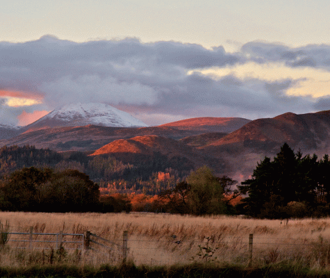 Wide shot of Loch Lomond's landscape