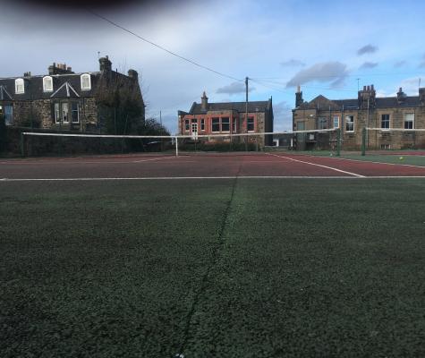 Old tennis court surface