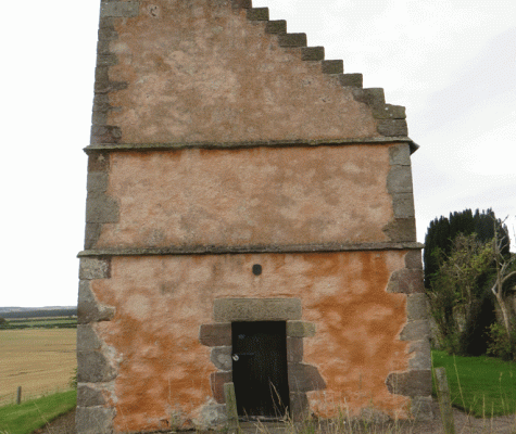 Elevation of the orange doocot prior to reharling works.