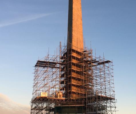 Wellington monument with scaffolding