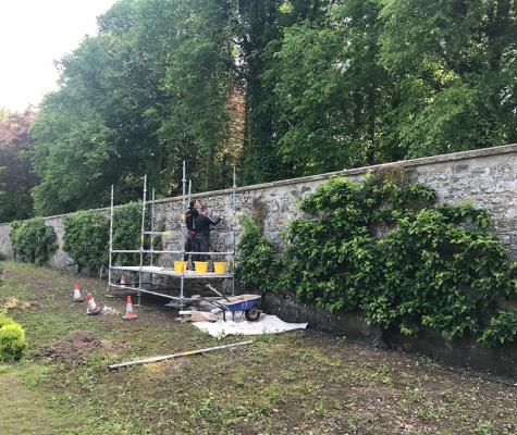 Repairs in progress with scaffolding
